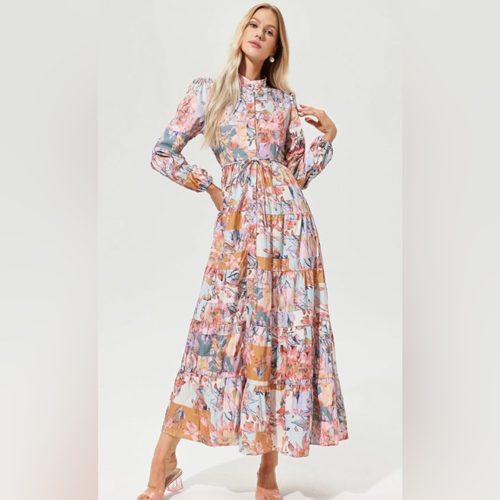 Zimmerman INSPIRED Floral Long Sleeve Maxi Dress with tie waist